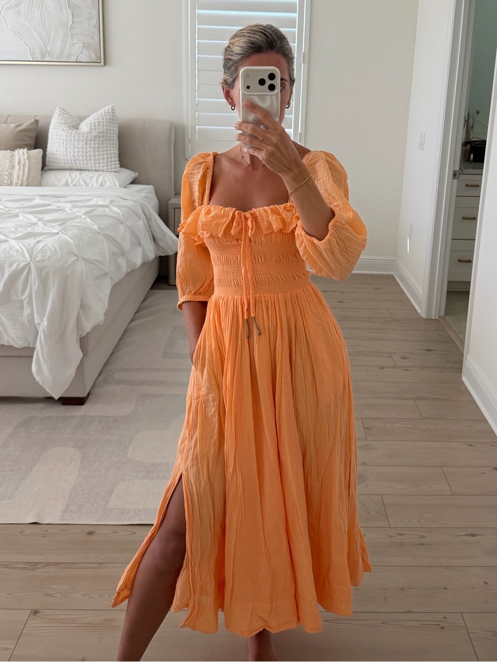 Free People Oasis Midi Dress in Peach Wash